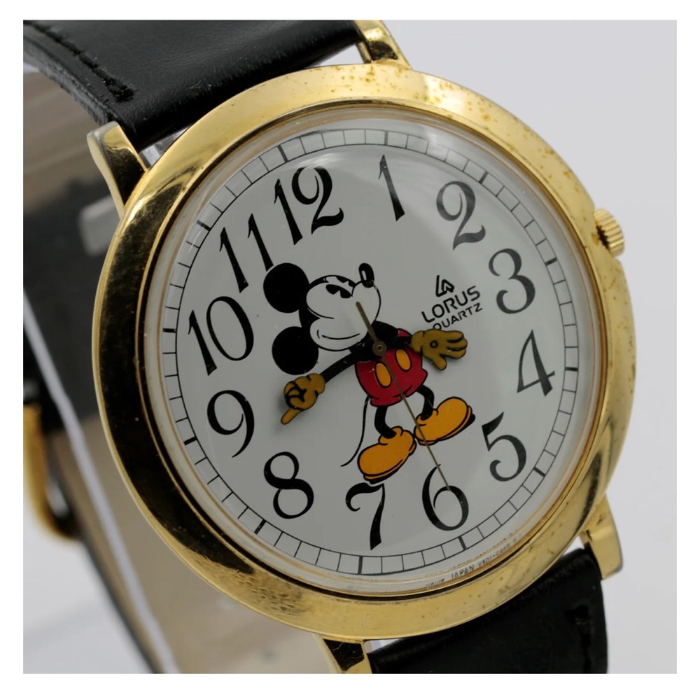 Lorus Seiko 1980's Mickey Mouse V501-0A20 Large Watch • Leather Wristband